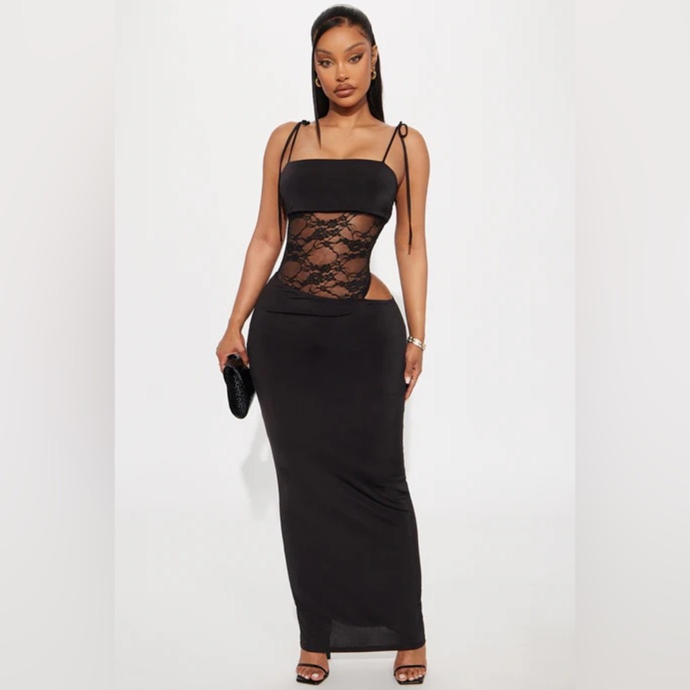 Fashion Nova Black Lace Maxi Dress